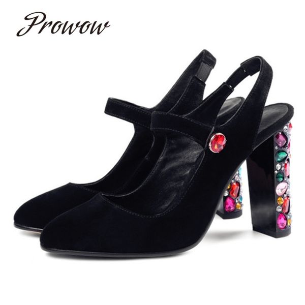 prowow new spring pointed toe crystal emblishment pymps ankle strap high heel pumps shoes ladies, Black
prowow new spring pointed toe crystal emblishment pymps ankle strap high heel pumps shoes ladies, Black