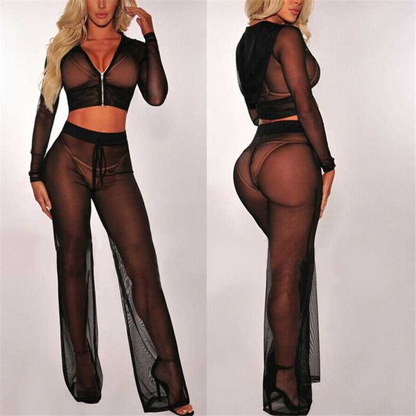women's swimwear women beach wear summer mesh sheer bikini cover up long sleeve hooded crop pants clothes set, White;black
women's swimwear women beach wear summer mesh sheer bikini cover up long sleeve hooded crop pants clothes set, White;black