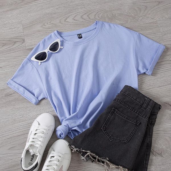 women's t-shirt aesthetic casual t shirt lady solid color shirts cotton short sleeve tshirt harajuku korean female itself oversize & t, White
women's t-shirt aesthetic casual t shirt lady solid color shirts cotton short sleeve tshirt harajuku korean female itself oversize & t, White
