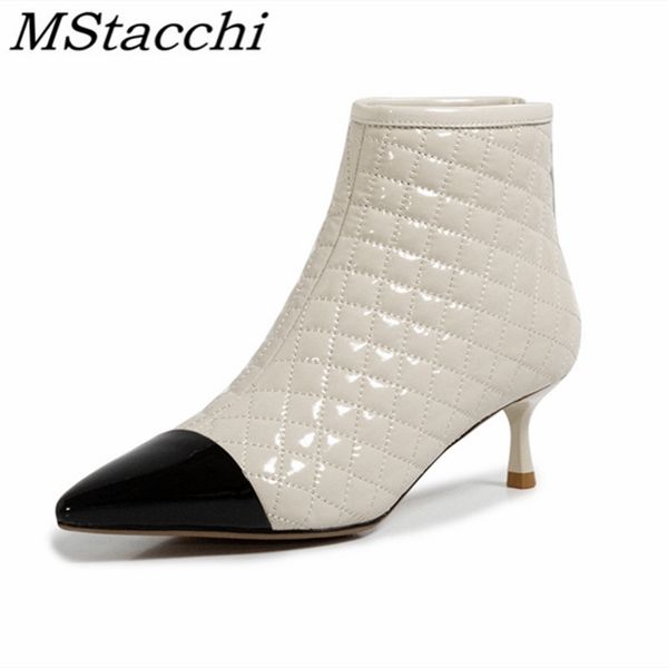 mstacchi grid pattern mixed colors genuine leather women short boots back zipper pointed thin heels rome woman shoes zapatillas, Black
mstacchi grid pattern mixed colors genuine leather women short boots back zipper pointed thin heels rome woman shoes zapatillas, Black