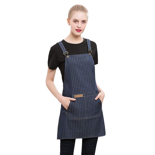 denim cross back chef bib apron with pockets for men and women sleeveless aprons-blue stripe
denim cross back chef bib apron with pockets for men and women sleeveless aprons-blue stripe