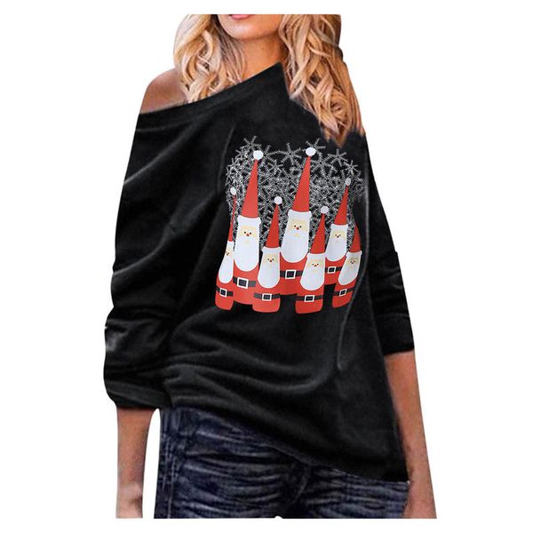 women leisure jumpers santa claus snowflakes printed round neck pullover sweater, Black
women leisure jumpers santa claus snowflakes printed round neck pullover sweater, Black
