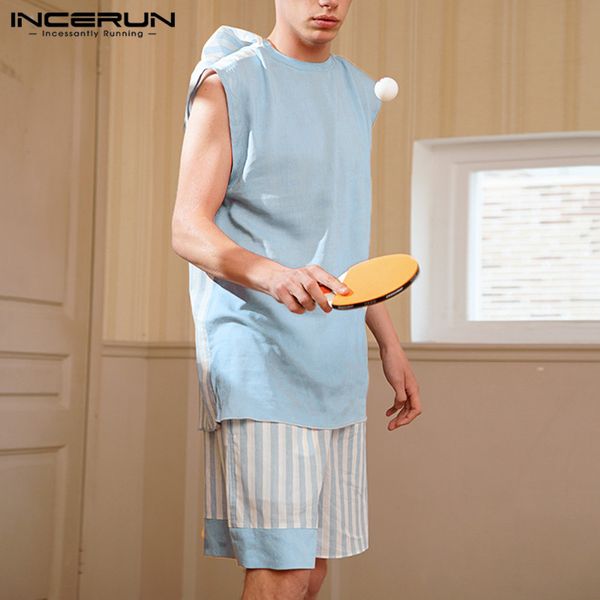 incerun summer striped men pajamas sets hooded sleeveless elastic waist shorts 2020 loungewear sets breathable workout suit, Black;brown
incerun summer striped men pajamas sets hooded sleeveless elastic waist shorts 2020 loungewear sets breathable workout suit, Black;brown
