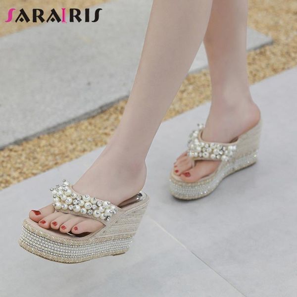 sarairis summer holiday casual flip flop brand fashion beading platform slippers women sweet high wedges shoes woman, Black
sarairis summer holiday casual flip flop brand fashion beading platform slippers women sweet high wedges shoes woman, Black