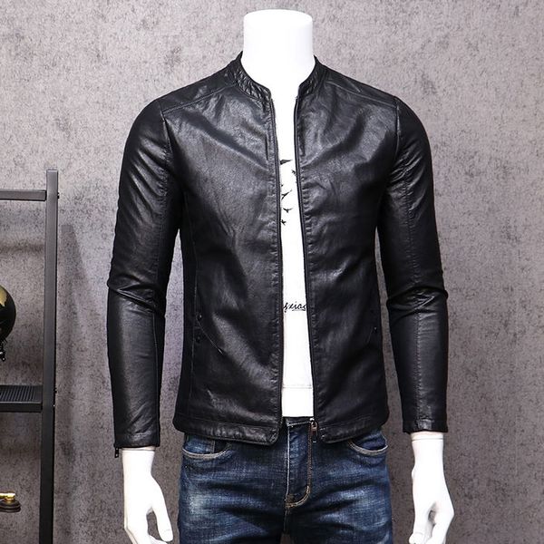 2020 autumn men's leather british fashion motorcycle suit collar coat solid color zipper long sleeve faux leather jacket k156, Black
2020 autumn men's leather british fashion motorcycle suit collar coat solid color zipper long sleeve faux leather jacket k156, Black
