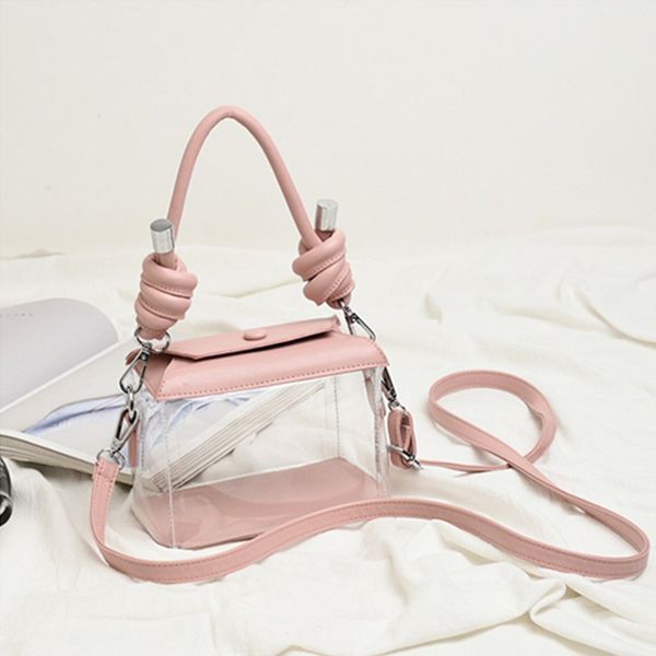 

new- transparent square sling bag pvc clear ladies plastic pu handbags tote jelly bag candy beach bags shoulder messenger bags ladies purse