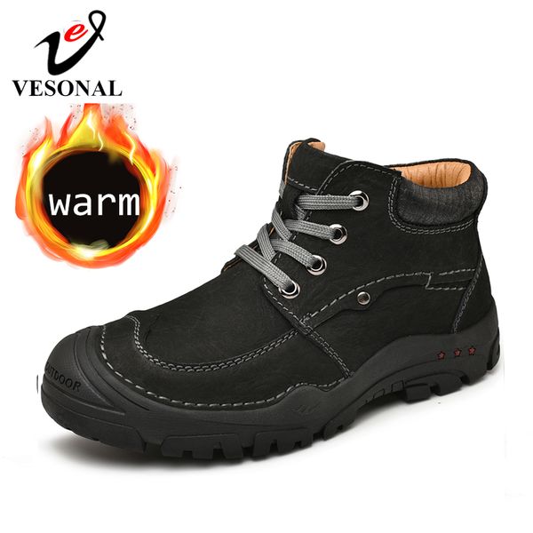 vesonal genuine leather men boots snow walking men's shoes with fur plush warm male casual boot outdoor footwear winter 2020, Black
vesonal genuine leather men boots snow walking men's shoes with fur plush warm male casual boot outdoor footwear winter 2020, Black