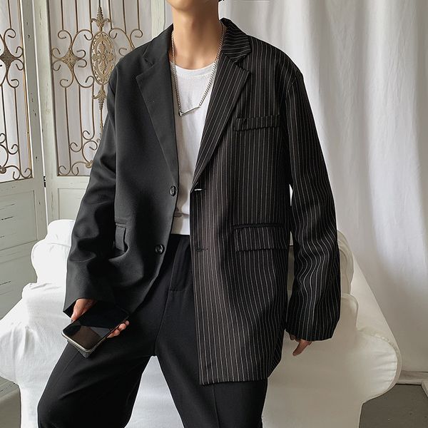 men's suits & blazers color block men blazer autumn fashion brand long sleeve loose fit japanese streetwear suit oversized clothing, White;black
men's suits & blazers color block men blazer autumn fashion brand long sleeve loose fit japanese streetwear suit oversized clothing, White;black