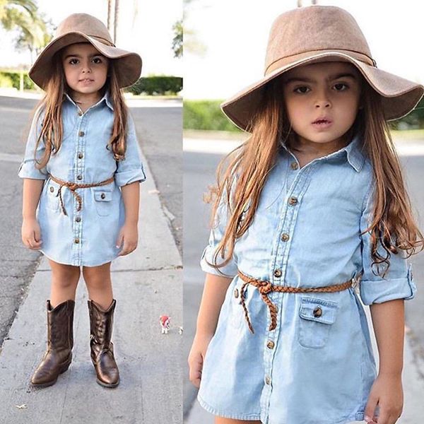girl's dresses autumn children jeans casual baby girls denim dress cotton kids long sleeve sundress with belt outfits, Red;yellow
girl's dresses autumn children jeans casual baby girls denim dress cotton kids long sleeve sundress with belt outfits, Red;yellow