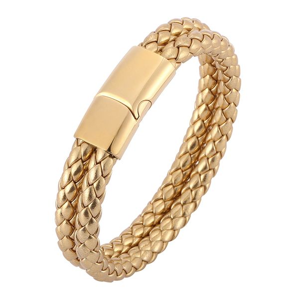 charm bracelets fashion men jewelry punk golden double braided leather bracelet male stainless steel magnetic clasp wristband gifts sp0503, Golden;silver
charm bracelets fashion men jewelry punk golden double braided leather bracelet male stainless steel magnetic clasp wristband gifts sp0503, Golden;silver