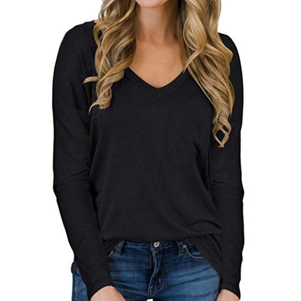 women tshirt long sleeves solid color v neck pullover t-shirts casual streetwear loose oversized clothes sping tee shirt, White
women tshirt long sleeves solid color v neck pullover t-shirts casual streetwear loose oversized clothes sping tee shirt, White