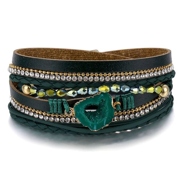 new leather green stone buckle leather bracelet multiple layers beads crystal bracelets for woman fashion charm gifts 2020 new, Black
new leather green stone buckle leather bracelet multiple layers beads crystal bracelets for woman fashion charm gifts 2020 new, Black