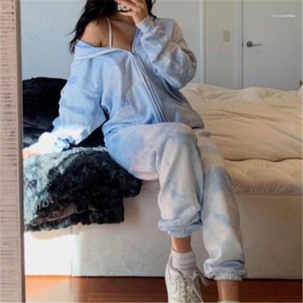 sets female designer tie dye print sportswear womens two-piece casual suit fashion summer cardigan zipper long sleeve jacket trousers, White
sets female designer tie dye print sportswear womens two-piece casual suit fashion summer cardigan zipper long sleeve jacket trousers, White