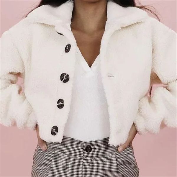women single breasted faux fur crop jacket coat in cream, Black
women single breasted faux fur crop jacket coat in cream, Black