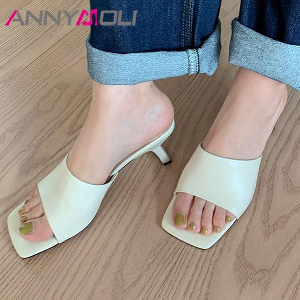 annymoli real leather high heel slides women slippers square toe block heel lady shoes summer causal sandals green plus size 40, Black
annymoli real leather high heel slides women slippers square toe block heel lady shoes summer causal sandals green plus size 40, Black