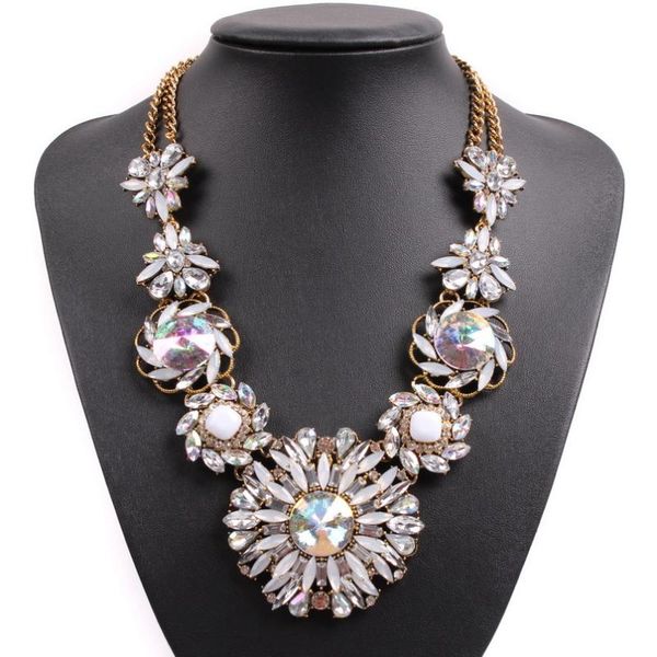 new fashion design brand flower chunky statement choker pendant gold chain bib crystal necklace for women luxury jewelry, Silver
new fashion design brand flower chunky statement choker pendant gold chain bib crystal necklace for women luxury jewelry, Silver