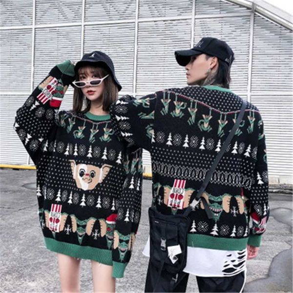 men's sweaters christmas mens loose round neck pullover couple fashion long-sleeve outwear, White;black
men's sweaters christmas mens loose round neck pullover couple fashion long-sleeve outwear, White;black