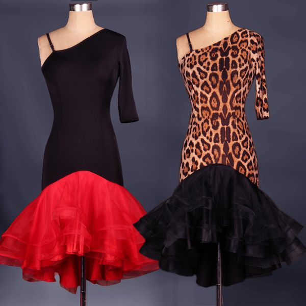 stage wear ladies latin dance dress leopard costume slanted shoulders suits professional ballroom clothes tango samba, Black;red
stage wear ladies latin dance dress leopard costume slanted shoulders suits professional ballroom clothes tango samba, Black;red