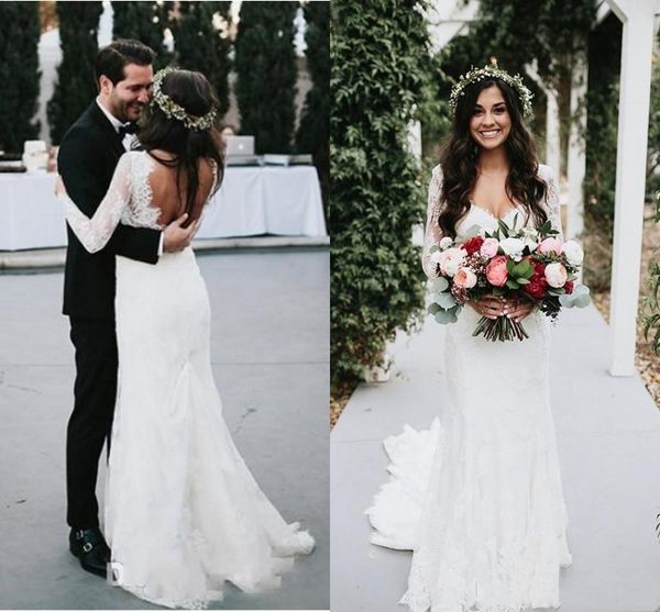 country lace wedding dresses mermaid bridal gowns open back illusion long sleeve vintage outdoor bride dress, White
country lace wedding dresses mermaid bridal gowns open back illusion long sleeve vintage outdoor bride dress, White