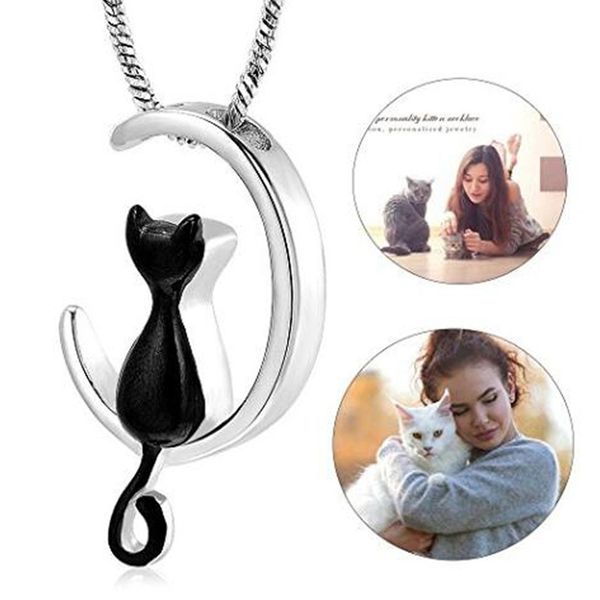 cat ashes necklace memorial pet's cremation urn necklace for women moon cat ashes necklaces keepsake jewelry, Silver
cat ashes necklace memorial pet's cremation urn necklace for women moon cat ashes necklaces keepsake jewelry, Silver