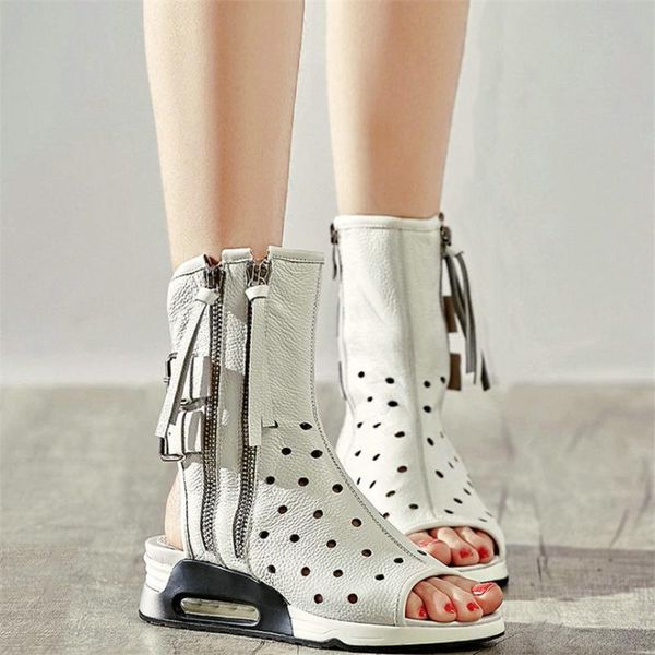 fashion sneakers women genuine leather platform wedges roman gladiator sandals female open toe high creepers casual shoes, Black 
fashion sneakers women genuine leather platform wedges roman gladiator sandals female open toe high creepers casual shoes, Black