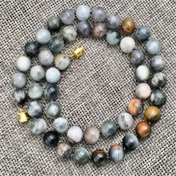 100% pierre naturelle oeil d'aigle 10mm collier de perles de pierres précieuses 18 pouces, Silver
100% pierre naturelle oeil d'aigle 10mm collier de perles de pierres précieuses 18 pouces, Silver