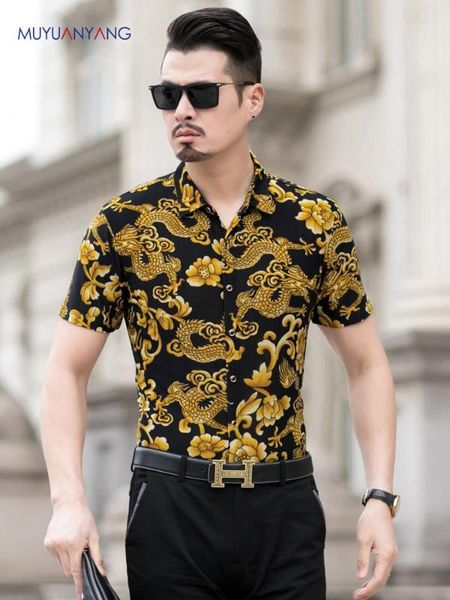 2020 summer men shirt brand designer chinese dragon print social shirts men short sleeve slim fit turn down collar blouses, White;black
2020 summer men shirt brand designer chinese dragon print social shirts men short sleeve slim fit turn down collar blouses, White;black