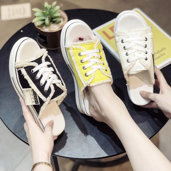 summer new fashion canvas slippers women 2020 outer wear cross-tied wedges slides med (3cm-5cm) breathable non-slip, Black
summer new fashion canvas slippers women 2020 outer wear cross-tied wedges slides med (3cm-5cm) breathable non-slip, Black