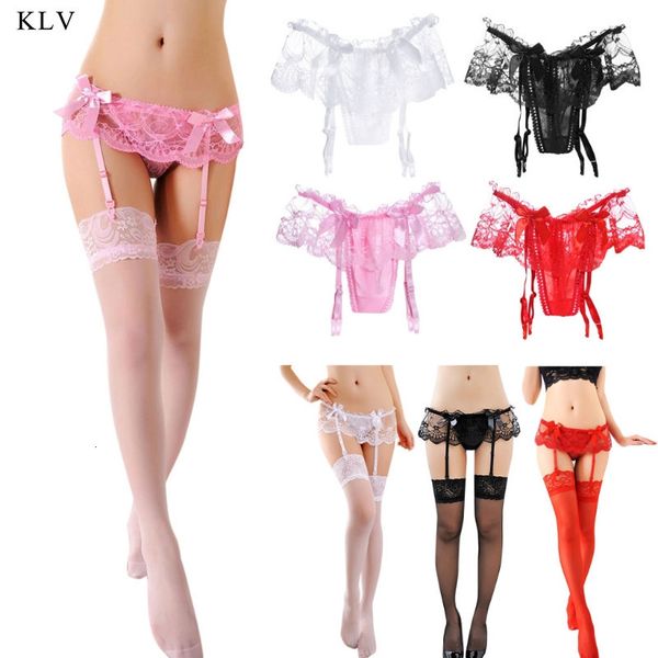klv 2020 new womens lace solid thin suspender g-string garter belt stockings set lingerie bowknot, Black;white
klv 2020 new womens lace solid thin suspender g-string garter belt stockings set lingerie bowknot, Black;white