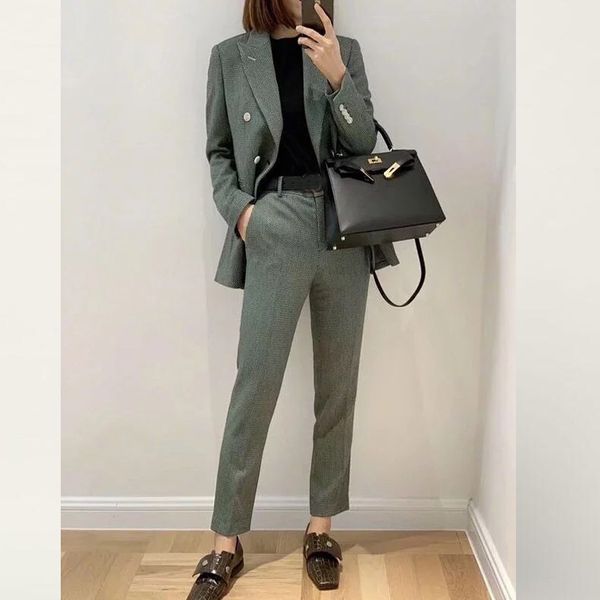 women coat 2020 early autumn new green plaid suit jacket + pants suit, White;black
women coat 2020 early autumn new green plaid suit jacket + pants suit, White;black