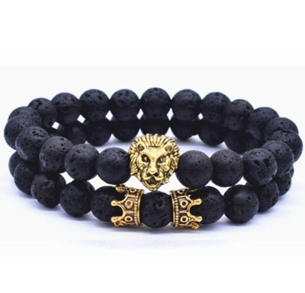2pcs/set new fashion lion crown couple charm with lava bead bracelet sets for men women wristband jewelry accessories, Black
2pcs/set new fashion lion crown couple charm with lava bead bracelet sets for men women wristband jewelry accessories, Black