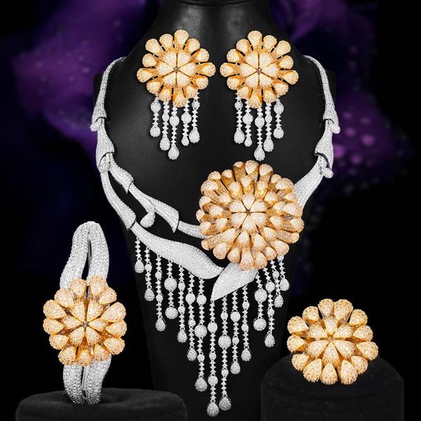 big chrysanthemum flower performance wedding necklace bracelet earring ring jewelry sets cubic zirconia for women party show new, Silver
big chrysanthemum flower performance wedding necklace bracelet earring ring jewelry sets cubic zirconia for women party show new, Silver