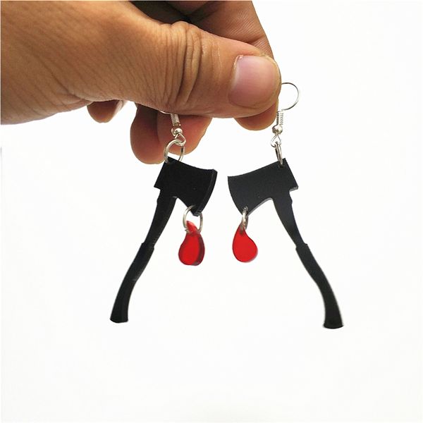 new bloody axe drop earrings for women black acrylic dangle earring party dance halloween jewelry exaggerate accessories, Silver
new bloody axe drop earrings for women black acrylic dangle earring party dance halloween jewelry exaggerate accessories, Silver