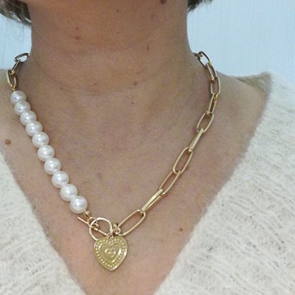 kmvexo gothic simple simulated pearl chains choker necklace for women punk gold heart pendant toggle clasp necklaces jewelry, Silver
kmvexo gothic simple simulated pearl chains choker necklace for women punk gold heart pendant toggle clasp necklaces jewelry, Silver