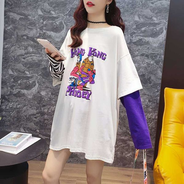 2020 autumn chic fake two-piece asymmetric color matching long-sleeved all-match cartoon printed sweatshirt loose fashion women, Black
2020 autumn chic fake two-piece asymmetric color matching long-sleeved all-match cartoon printed sweatshirt loose fashion women, Black