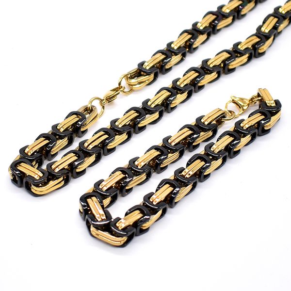 amumiu 40-90cm jewelry set two tone gold black color trendy 8mm byzantine link chain necklace and bracelet set htz054, Silver
amumiu 40-90cm jewelry set two tone gold black color trendy 8mm byzantine link chain necklace and bracelet set htz054, Silver