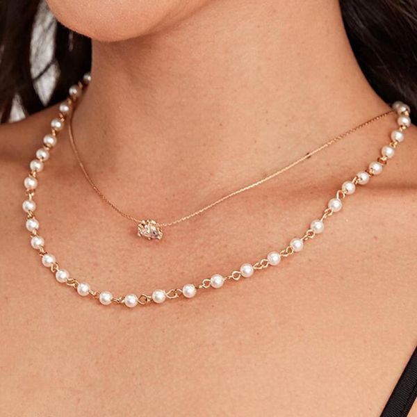 elegant simulated pearl necklaces for women ladies multilayer zircon necklace gold color clavicle chains trendy jewelry gifts, Silver
elegant simulated pearl necklaces for women ladies multilayer zircon necklace gold color clavicle chains trendy jewelry gifts, Silver
