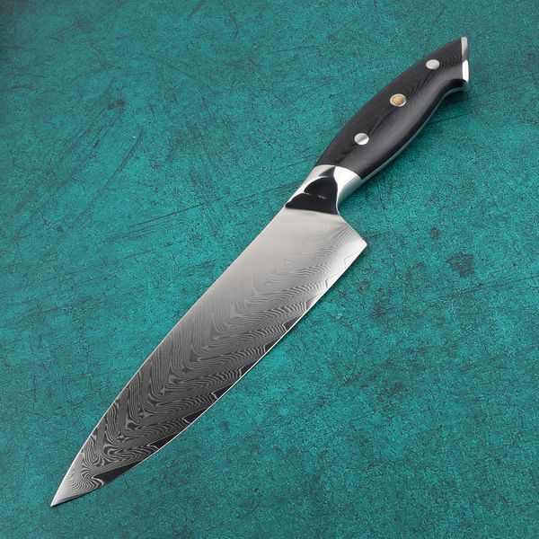 Kitchen Knife 8 Inch Chef Knife Vg10 Damascus Kitchen Knife G10 Handle Handle Meat Cleaver Cooking Tool