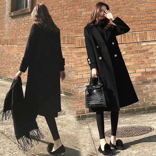 2020 winter women jacket new fashion medium long loose casual button woolen coat black elegant long-sleeved woolen outerwear
2020 winter women jacket new fashion medium long loose casual button woolen coat black elegant long-sleeved woolen outerwear
