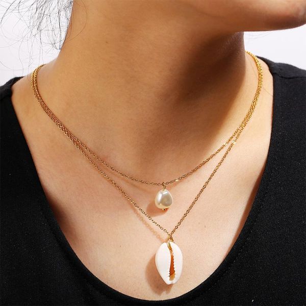 creative retro simple double-layer artificial pearl shell pendant necklace fashion necklace, Silver
creative retro simple double-layer artificial pearl shell pendant necklace fashion necklace, Silver