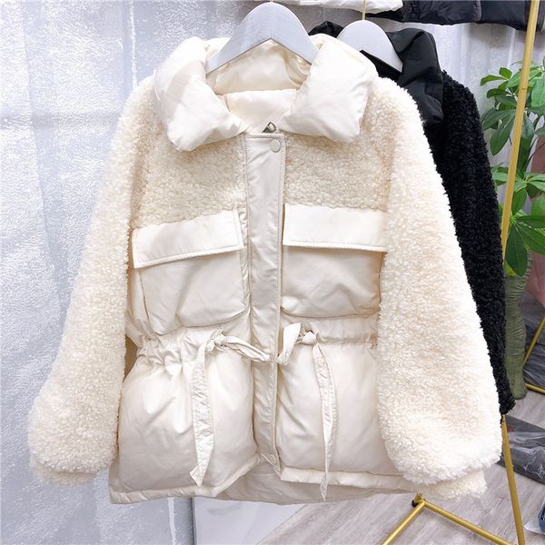 faux lambs wool han edition loose stitching cotton-padded jacket coat winter with waist served long cotton-padded jacket my307, Black
faux lambs wool han edition loose stitching cotton-padded jacket coat winter with waist served long cotton-padded jacket my307, Black