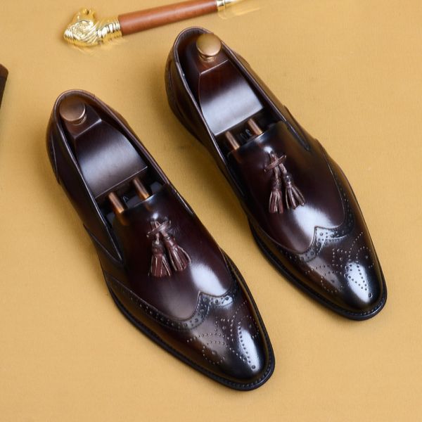 formal brogue shoes men classic tassel men shoes genuine leather slip on office elegant luxury dress wedding, Black
formal brogue shoes men classic tassel men shoes genuine leather slip on office elegant luxury dress wedding, Black