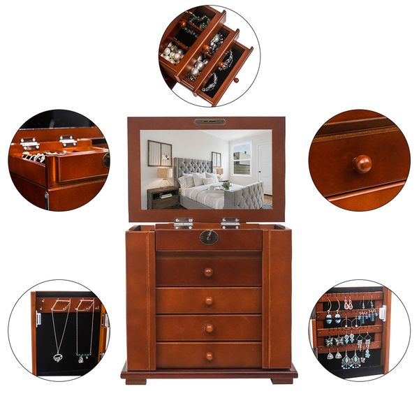 5 4 drawer layer wooden jewelry box with double door brown home handmade wooden jewelry display cabinet storage box
5 4 drawer layer wooden jewelry box with double door brown home handmade wooden jewelry display cabinet storage box
