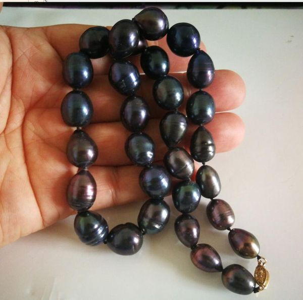 vintage 10-12 mm 100% natural tahitian black pearl necklace 18, Silver
vintage 10-12 mm 100% natural tahitian black pearl necklace 18, Silver