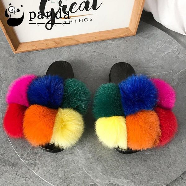 factory wholesale pvc slides ladies fur slippers women soft real fox fur slides, Black
factory wholesale pvc slides ladies fur slippers women soft real fox fur slides, Black