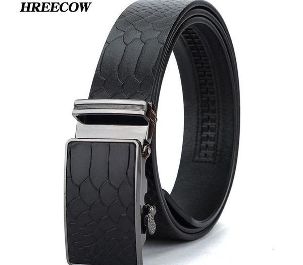 new automatic buckle cowhide belt genuine leather belts for men personality texture pattern sale, Black;brown