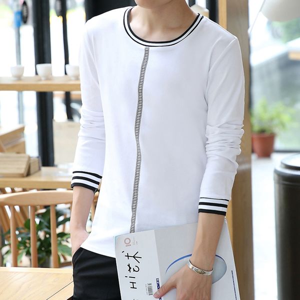 autumn and winter men wear long-sleeved t-shirts with tight round collars., White;black
autumn and winter men wear long-sleeved t-shirts with tight round collars., White;black