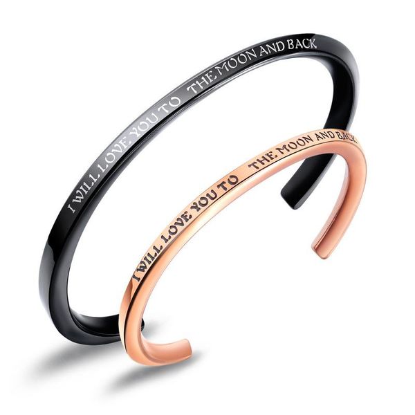 titanium steel bracelet i will love you to the moon and back personality -shaped opening couple bracelet diy gifts, Black
titanium steel bracelet i will love you to the moon and back personality -shaped opening couple bracelet diy gifts, Black