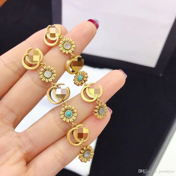 european and american fashion retro flower designer earrings luxury designer jewelry women earrings, Golden