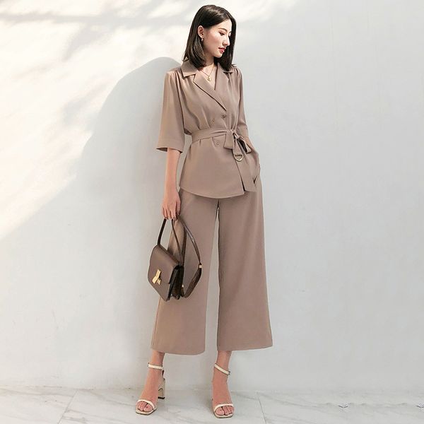 stylish designer runway pants suit set office ladies chiffon notched belt blazer high waist pant solid khaki women set feminino, Gray
stylish designer runway pants suit set office ladies chiffon notched belt blazer high waist pant solid khaki women set feminino, Gray